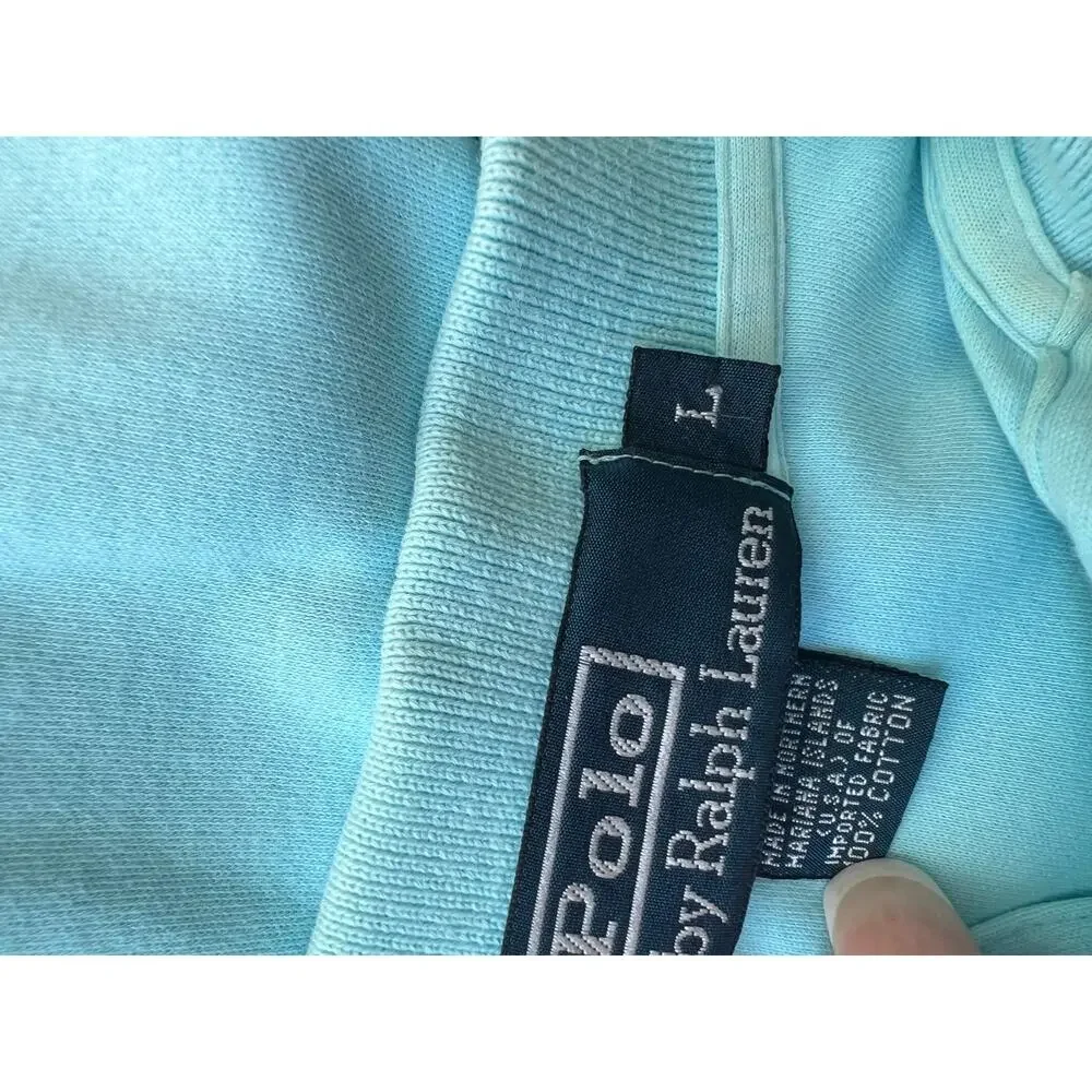 Polo Ralph Lauren 100% Soft Cotton Collared Shirt Pastel Blue Pink Size Large SG